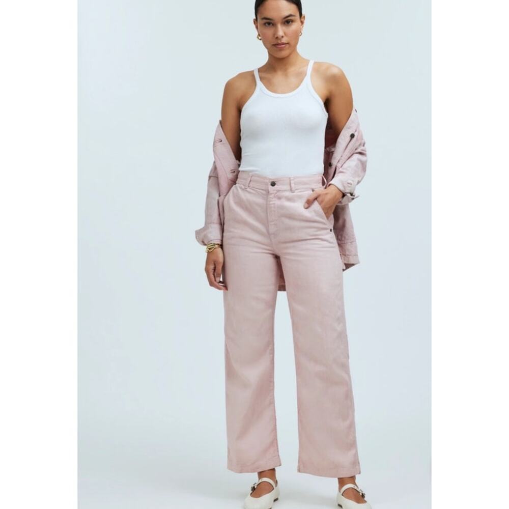 NWT Madewell x MN Dye Studio Perfect Vintage Wide Leg Carpenter Jean Pink Sz 28